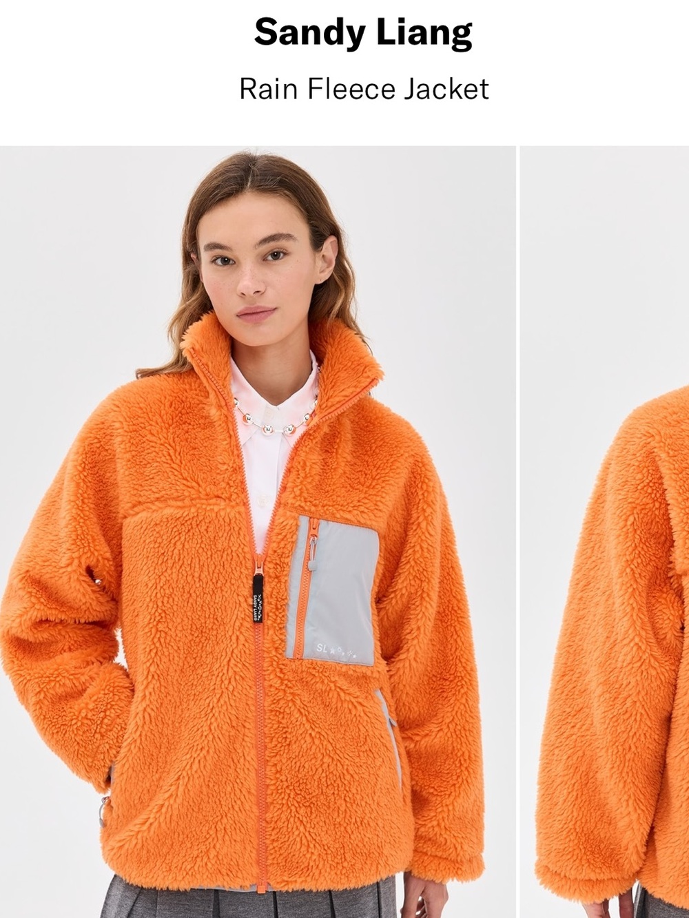 NWT Sandy Liang Fleece Jacket in Bright Orange